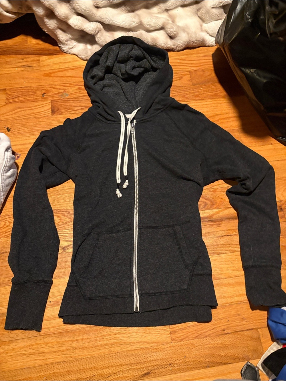 Arizona Jean Company Black Zip Hoodie with White Drawstrings